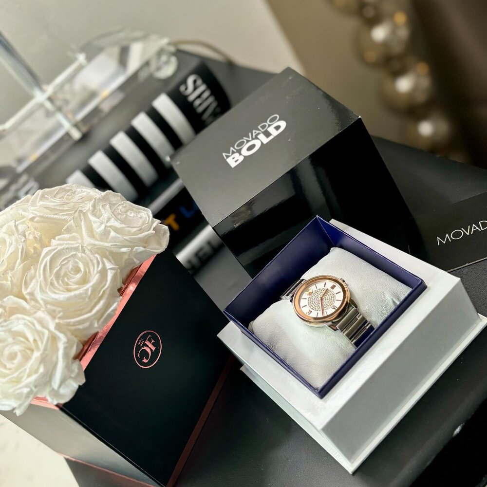 Movado Women's Bold Luxe Crystal Accent Stainless Steel Bracelet Watch